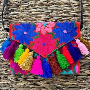 Floral multi colored embroidered bag
